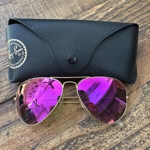 Ray-Ban Gold Frame Sunglasses with Pink Lenses